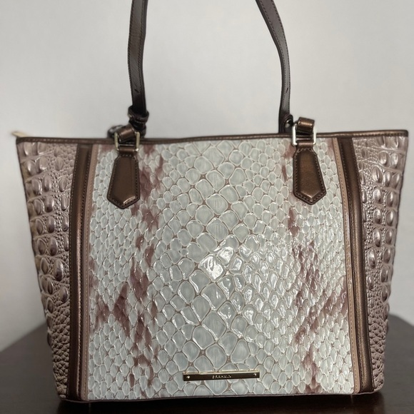SALE💥💥NEW‎ BRAHMIN MEDIUM ASHER CROC-EMBOSSED LEATHER SATCHEL SHOULDER BAG - Picture 7 of 10